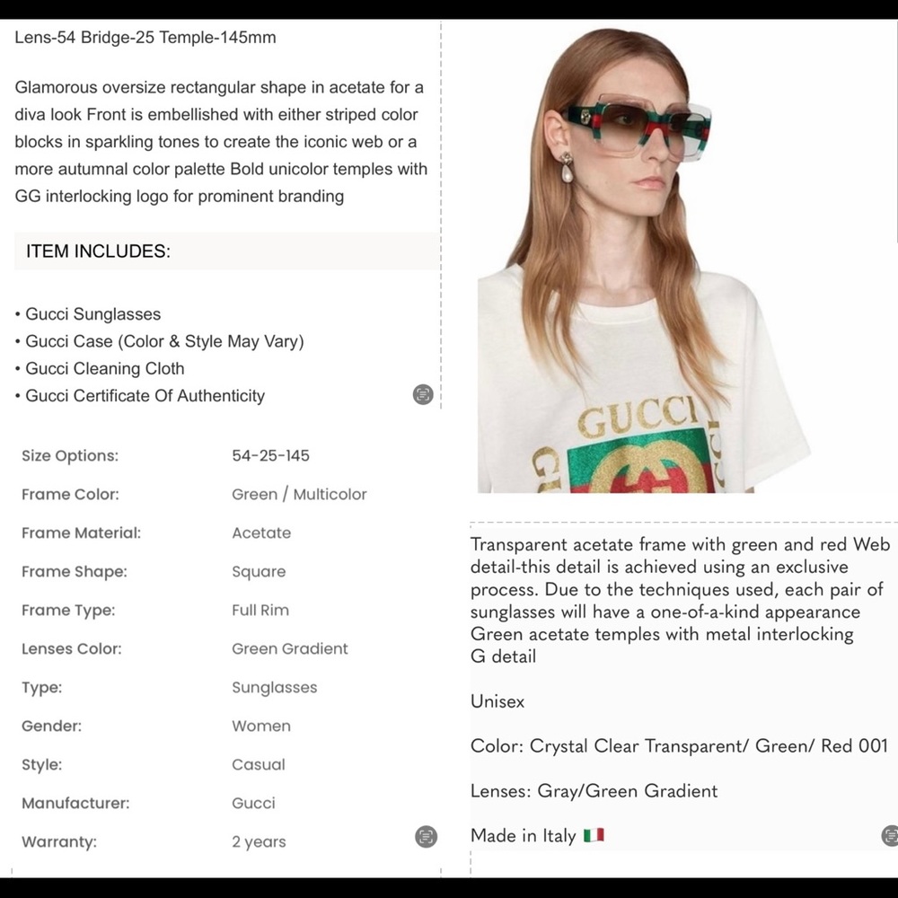 GUCCI MULTI GREEN SUNGLASSES FROM THE URBAN COLLECTION AS SEEN ON J LO & CELEBS - Picture 9 of 16